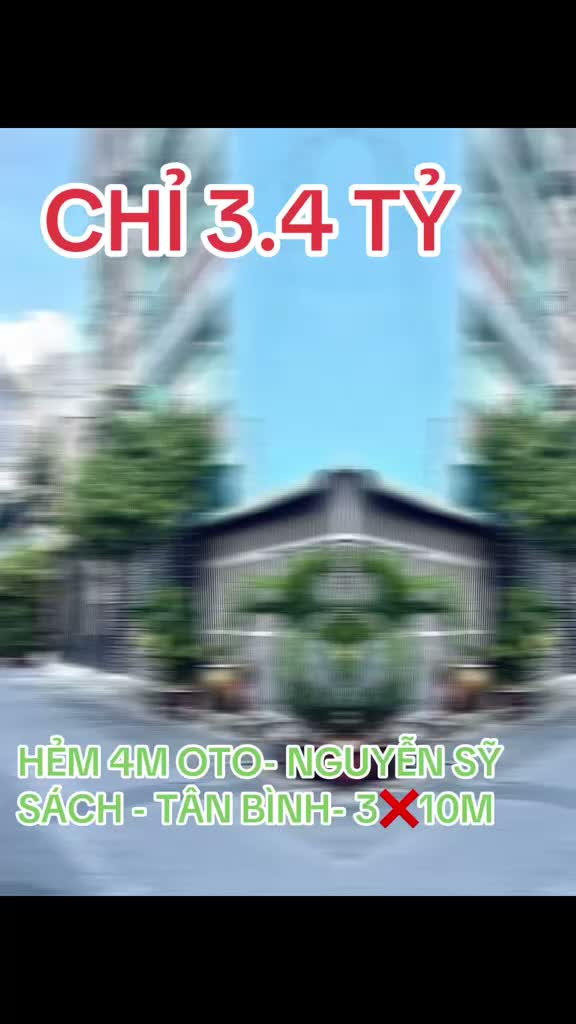 HẺM 4M OTO- NGUYỄN SỸ SÁCH - TÂN BÌNH- 3❌10M - CHỈ 3.45 T.Ỷ 
 - ảnh 2