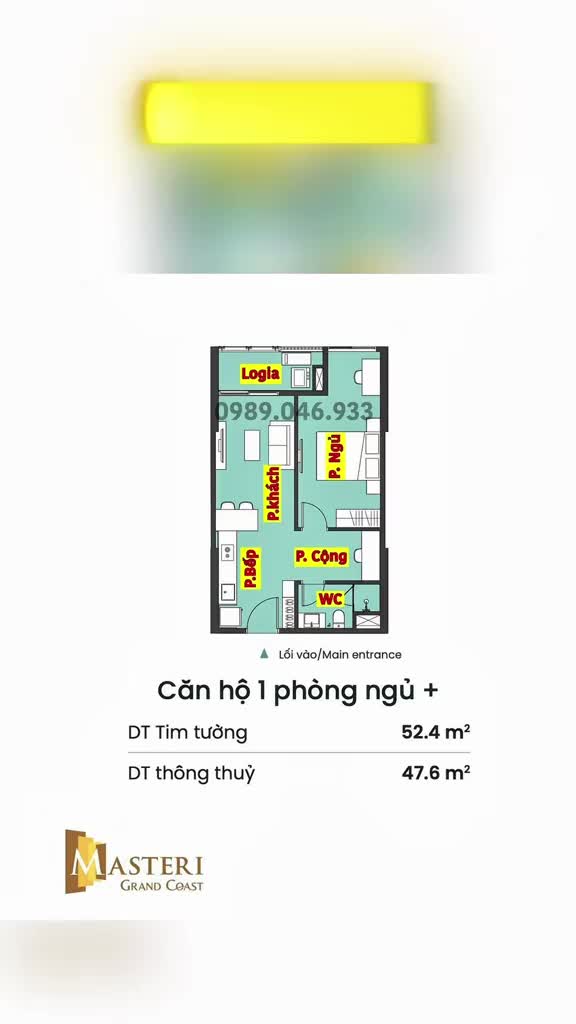 Căn hộ Masteri Era Landmark - Vinhomes Ocean Park 3, 1 PN, 48 m²