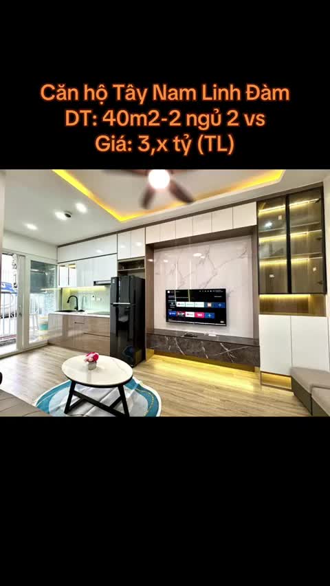 Căn hộ Khu đô thị mới Tây Nam Hồ Linh Đàm, 2 PN 40 m²