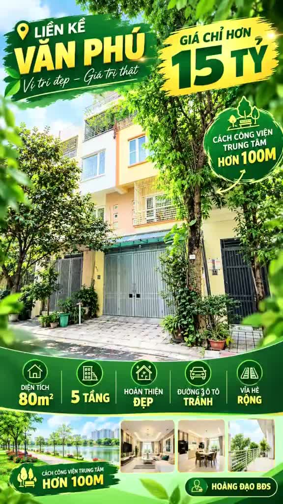Bán nhà KĐT Văn Phú – 80m² x 5 tầng – Gara ô tô, đường 3 ô tô tránh