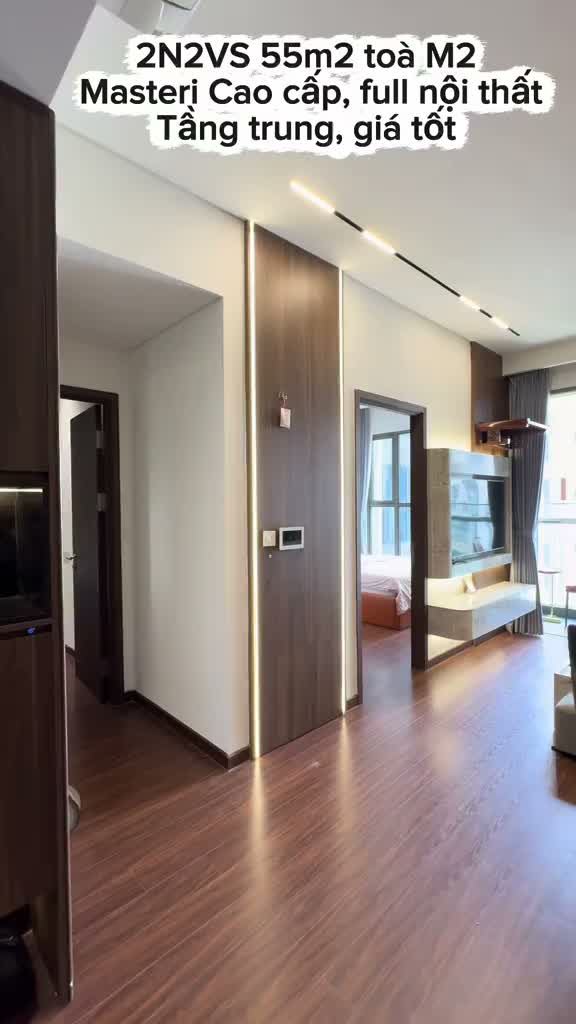 2N2VS 55m2 tại toà M2 Masteri Cao cấp VHOCP1 Tầng trung, full nội thất Chủ n