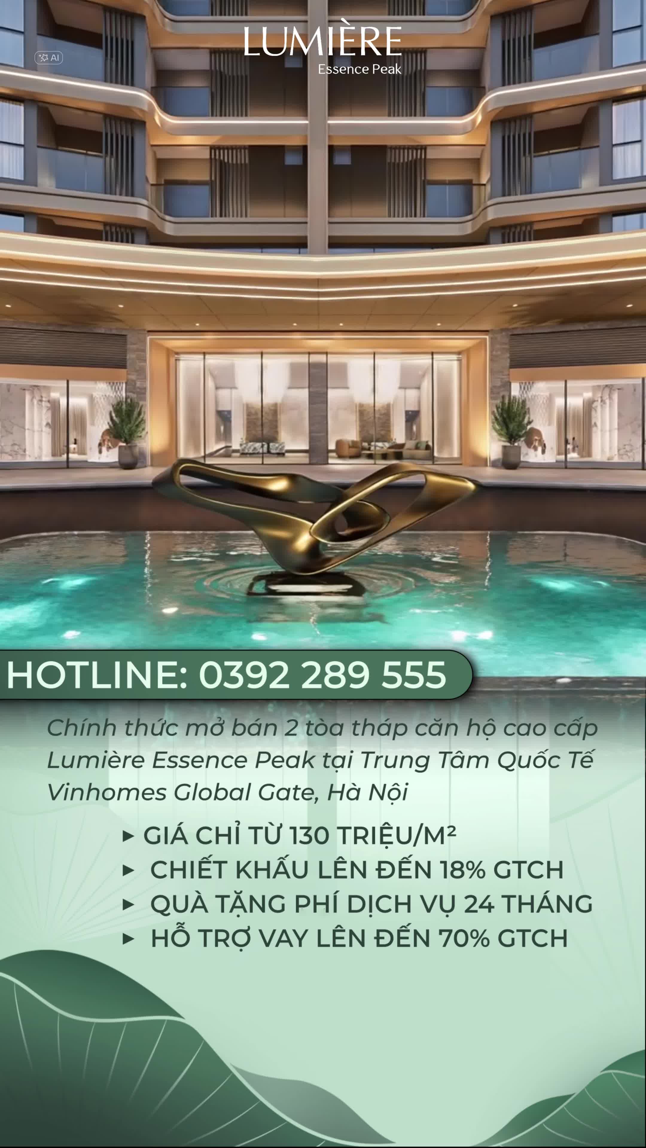 Căn hộ Vinhomes Global Gate (Vinhomes Cổ Loa), 1 PN, 36 m²